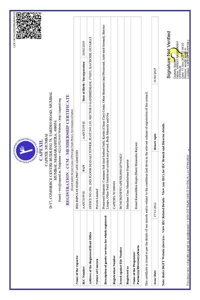 IRIS CAPEXIL Membership Certificate